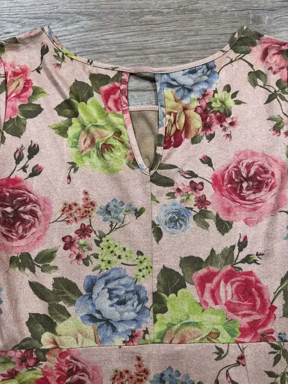 Peach Ice Floral Midi Dress Size S Pink Cottagecore Boho 3/4 Sleeve Maxi - Picture 4 of 14